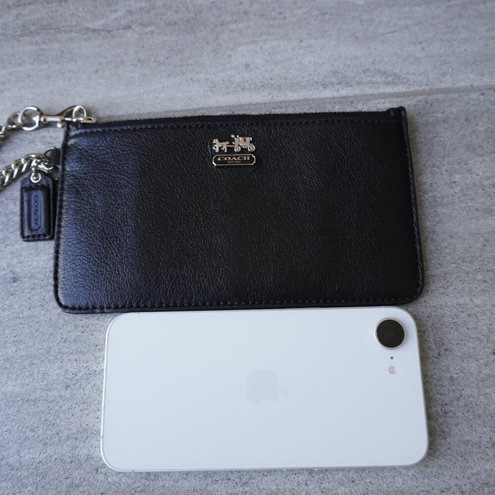 COACH Black Leather Wristlet